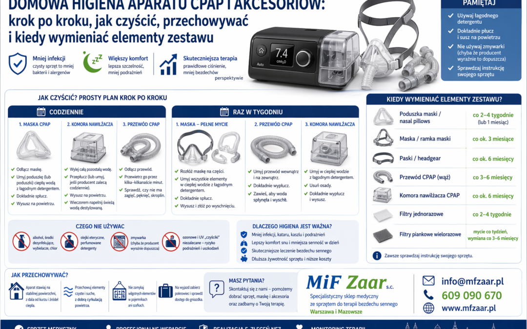 Domowa higiena aparatu CPAP i akcesoriów: krok po kroku, jak czyścić, przechowywać i kiedy wymieniać elementy zestawu